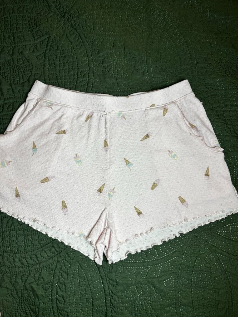 Primark Pastel Ice Cream Pointelle Lettuce-Hem Lounge Shorts | Size S (USA 6-8)